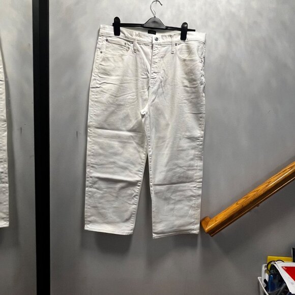 J.Crew White Denim High-Rise Slim Wide Leg Jeans Size 34 - Picture 1 of 14